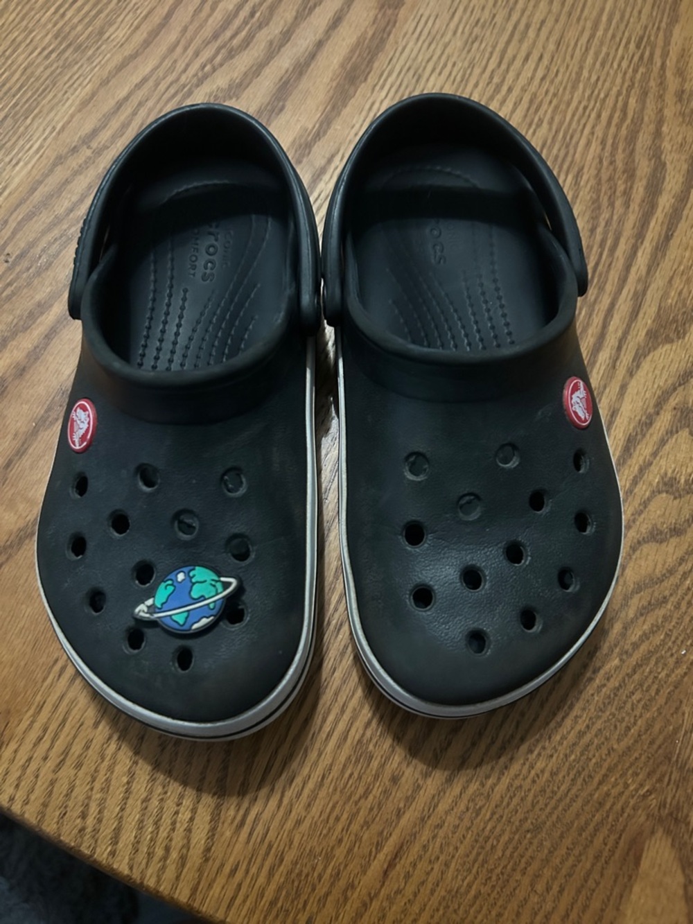 CROCS Kids Black Clogs with Planet Charm